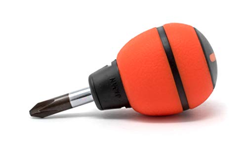 RW 0159-100 JIS (Japanese Industrial Standard) Screwdriver Stubby JIS #2 Cross Point Soft Grip Rubber Handle 3 Inch/8 cm Made in Japan Screw Driver