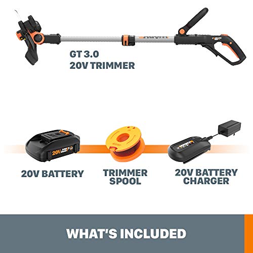 WORX WG163 GT 3.0 20V PowerShare 12" Cordless String Trimmer & Edger, 12in