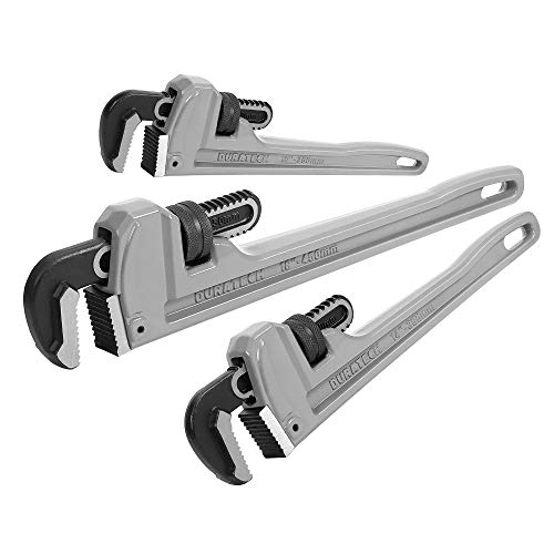 DURATECH 3-Piece Heavy Duty Aluminum Straight Pipe Wrench Set, 10", 14