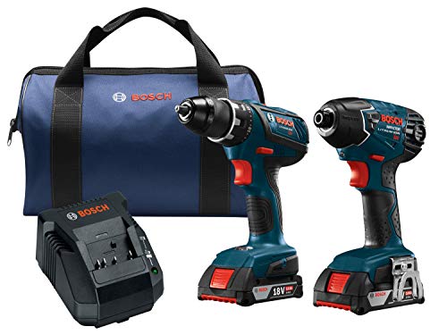 Bosch Power Tools Drill Set - CLPK232A-181 – 18-Volt Cordless Drill Driver/Impact Combo Kit with 2 Batteries, 18V Charger and Soft Carrying Case