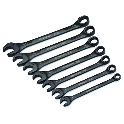 Crescent 7 Pc. X6 Black Oxide Spline Open End Ratcheting Combination SAE Wrench Set - CX6RWS7