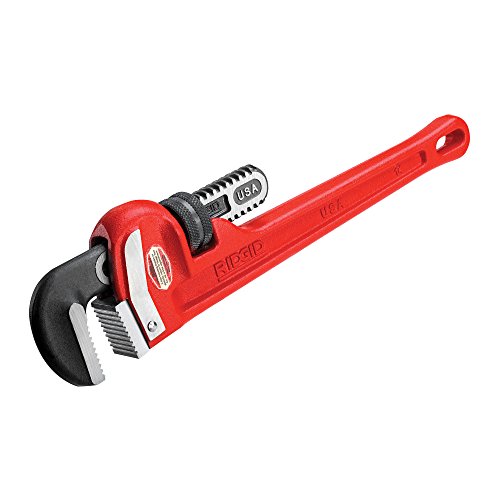 RIDGID 31020 Model 14 Heavy-Duty Straight Pipe Wrench, 14-inch Plumbing Wrench , Red , Small