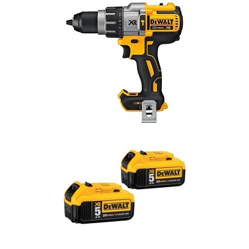 DEWALT DCD996B Bare Tool 20V MAX XR Lithium Ion Brushless 3-Speed Hammer Drill and 20V MAX XR 5.0Ah Lithium Ion Battery, 2-Pack