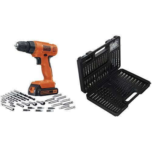 BLACK+DECKER LD120VA 20-Volt Max Lithium Drill/Driver with 30 Accessories - Orange with BLACK+DECKER BDA91109 Combination Accessory Set, 109-Piece