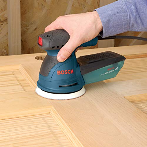 Bosch ROS20VSC Palm Sander - 2.5 Amp 5 in. Corded Variable Speed Random Orbital Sander/Polisher Kit with Dust Collector and Soft Carrying Bag,blue