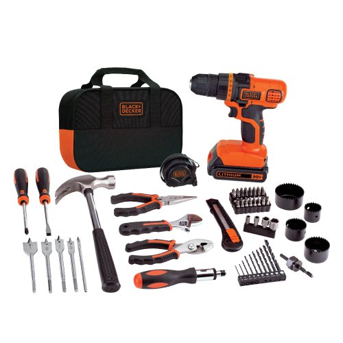BLACK+DECKER 20V MAX Drill & Home Tool Kit, 68 Piece (LDX120PK), Black/Orange