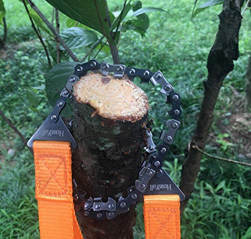 Homyall 24" Pocket Chainsaw 3X Faster with Cutting Blade ON Every Link-Best Pocket Saw for Wood Cutting Outdoor Hiking Camping Survival Gear Garden Work with Pouch- Bonus Front Snap Carrying Case