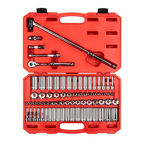 TEKTON 3/8 Inch Drive 6-Point Socket and Ratchet Set, 74-Piece (1/4-1 in., 6-24 mm) | SKT15311
