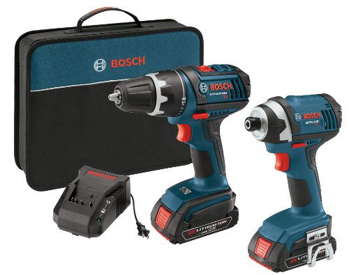 Bosch CLPK234-181 18-Volt Lithium-Ion 2-Tool Combo Kit with 1/2-Inch Compact Tough Drill/Driver, Impact Driver, 2 High Capacity Batteries, Charger and Case