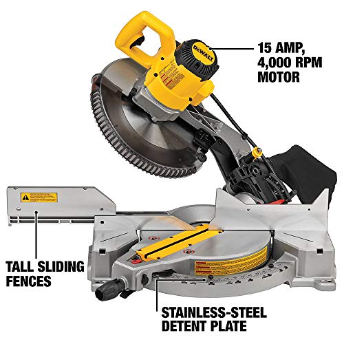 DEWALT 12-Inch Miter Saw, 15-Amp, Single Bevel, Compound (DWS715)
