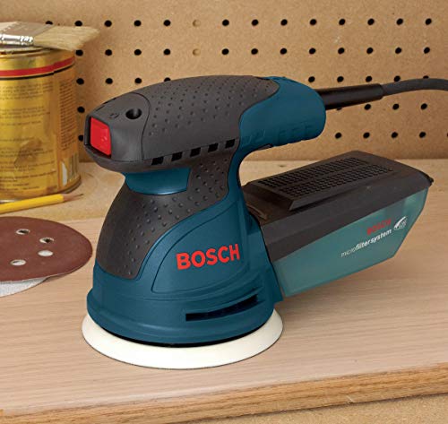Bosch ROS20VSC Palm Sander - 2.5 Amp 5 in. Corded Variable Speed Random Orbital Sander/Polisher Kit with Dust Collector and Soft Carrying Bag