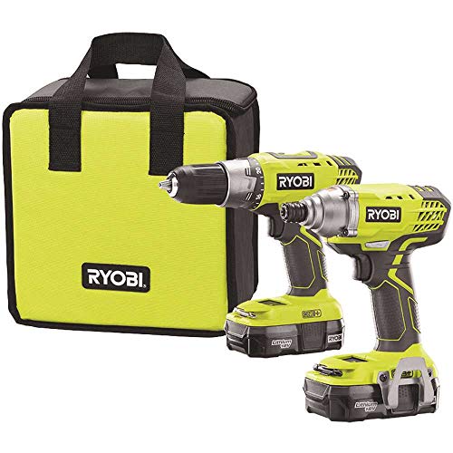 Ryobi P1832 18V One+ Handheld Drill/Driver and Impact Driver Kit (6 Piece Bundle, 1x P277 Drill / Driver, 1x P235 Impact Driver, 1x P118 Dual Chemistry Charger, 2x P102 18V Batteries, 1x Tool Bag)
