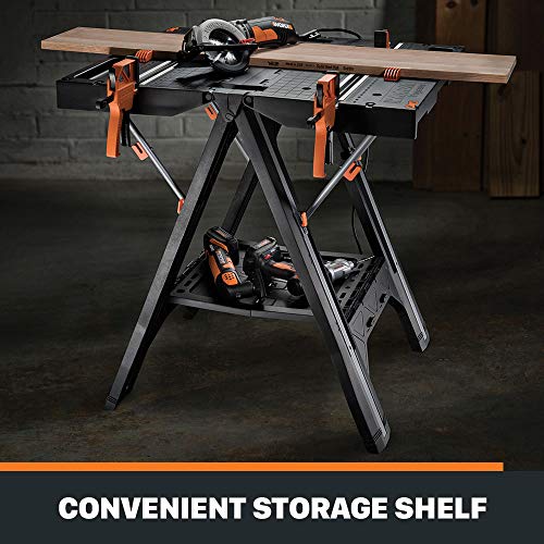 WORX Pegasus Multi-Function Work Table and Sawhorse with Quick Clamps and Holding Pegs – WX051