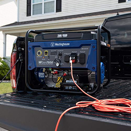 Westinghouse WGen7500 Portable Generator with Remote Electric Start - 7500 Rated Watts & 9500 Peak Watts - Gas Powered - CARB Compliant - Transfer Switch Ready