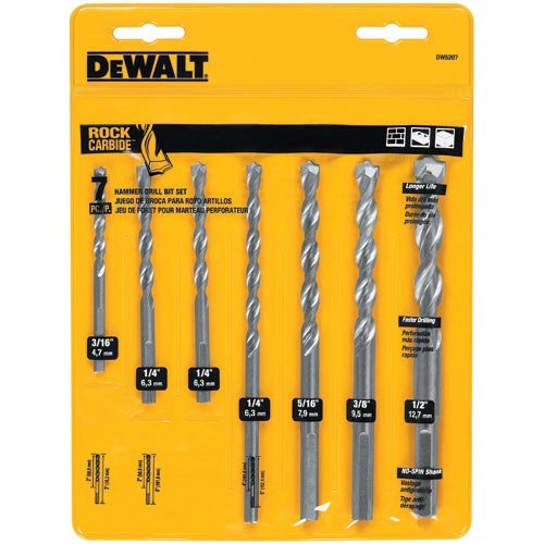 DEWALT Masonry Drill Bit Set, Percussion, 7-Piece (DW5207)