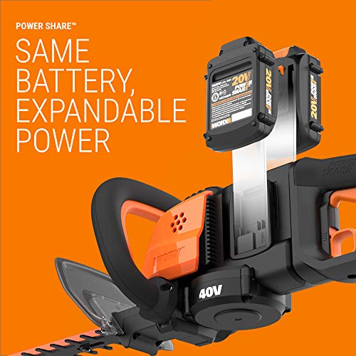 WORX WG284 40V Power Share Cordless 24" Hedge Trimmer (2x20V Batteries)