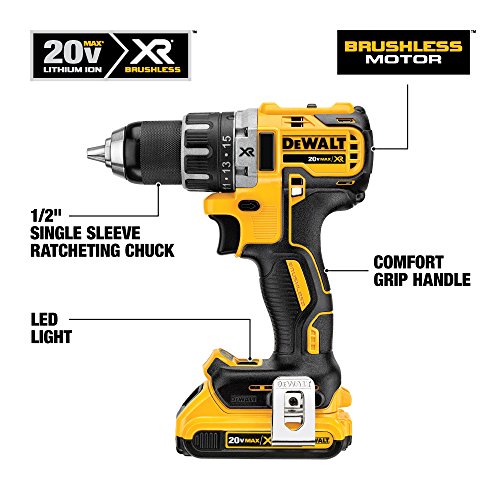 DEWALT DCD791D2 20V MAX XR Li-Ion 0.5" 2.0Ah Brushless Compact Drill/Driver Kit