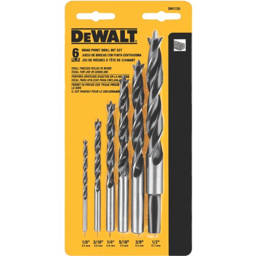 DEWALT Drill Bit Set, Brad Point, 6-Piece (DW1720)