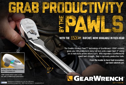 GEARWRENCH 2 Piece 1/4inch and 3/8inch Drive 120XP Flex Head Teardrop Ratchet Set, Dual Material - 81204P