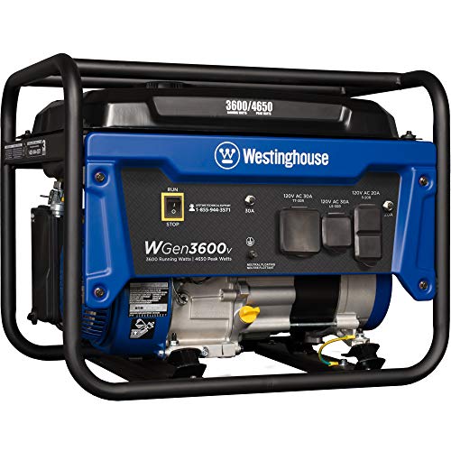 Westinghouse WGen3600v Portable Generator - 3600 Rated Watts & 4650 Peak Watts - Gas Powered - CARB Compliant