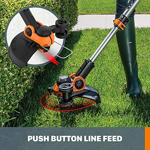 Worx WG162 20V 12” Cordless String Trimmer/Edger, Battery and Charger Included,Black and Orange